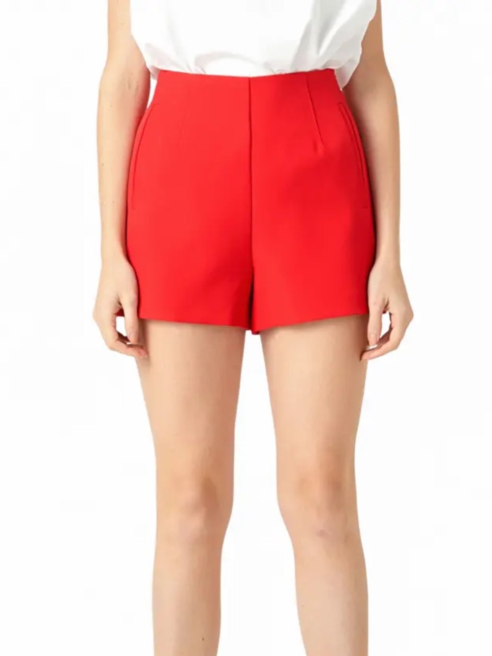 Endless Rose Tailored High-Waist Red Shorts